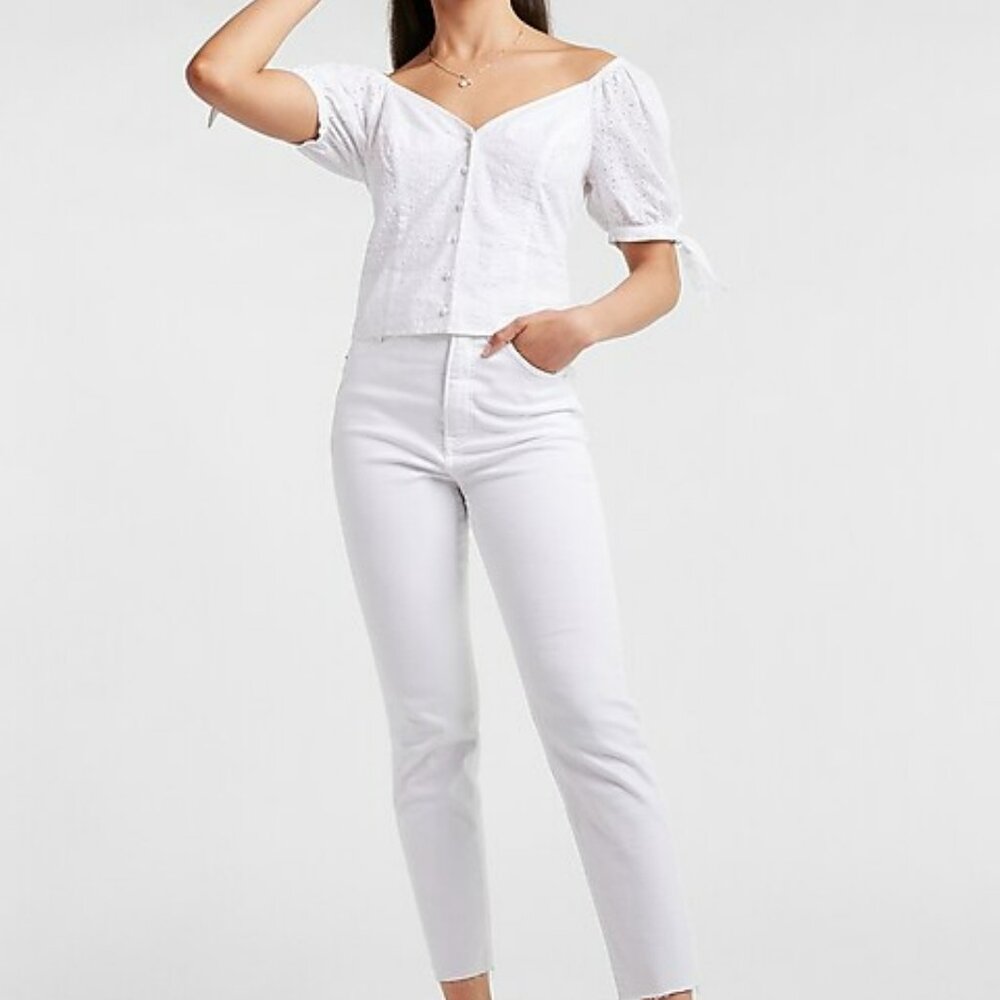 NWT! EYELET Lace OFF SHOULDER BLOUSE SZ L